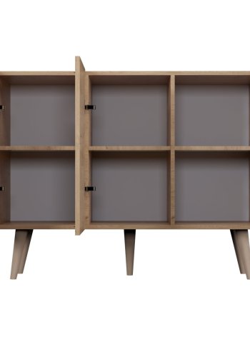 KOCOT Toronto kommode, m. 3 lger og 3 hylder - natur og hvid bgetr