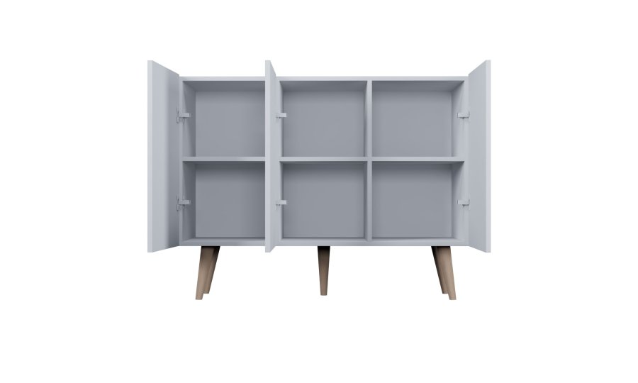 KOCOT Toronto kommode, m. 3 lger og 3 hylder - hvid bgetr