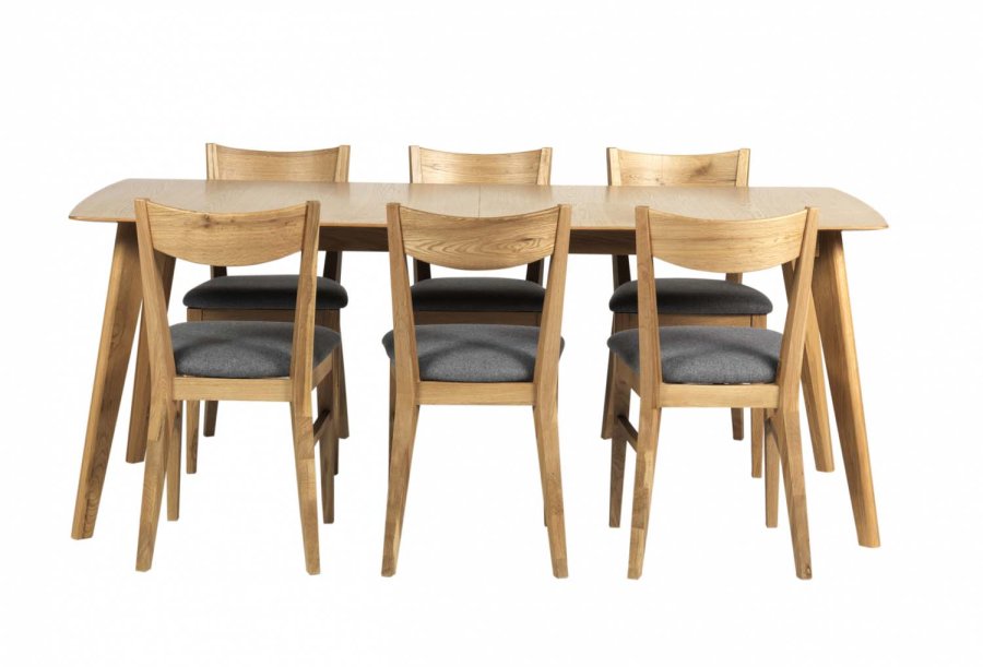 ROWICO Cirrus spisebord - lakeret eg, m. butterfly tillgsplade (190x90)