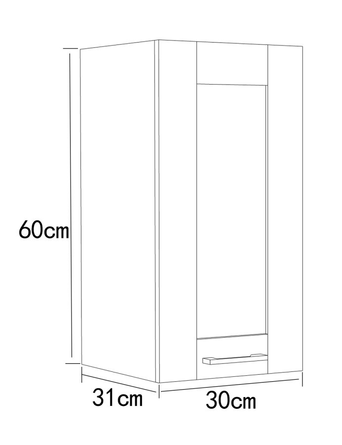 VCM NORDIC Colura kkken vgskab, m. 1 lge, 1 hylde - hvid tr (B:30)