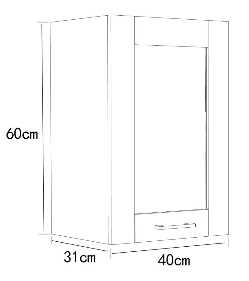 VCM NORDIC Colura kkken vgskab, m. 1 lge, 1 hylde - hvid tr (B:40)