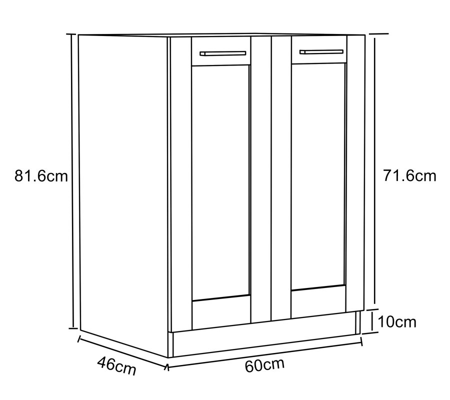 VCM NORDIC Colura kkkenunderskab, m. 2 lger, 1 hylde - antracitgr/hvid tr (B:60)