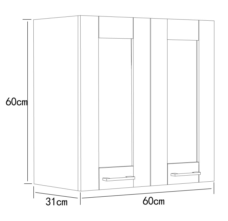 VCM NORDIC Colura kkken vgskab, m. 2 lger - hvid tr (B:60)