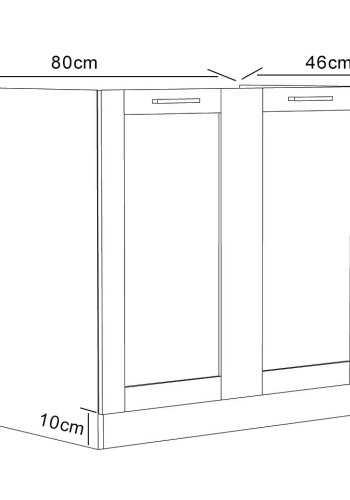 VCM NORDIC Colura kkkenunderskab til hndvask, m. 2 lger - antracitgr/hvid tr (B:80)