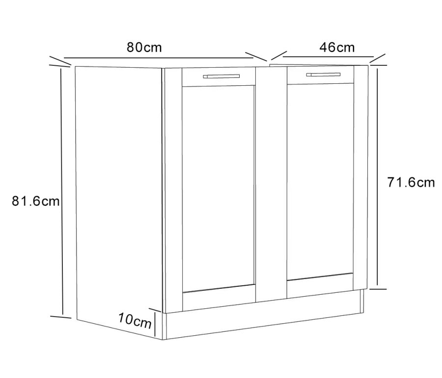 VCM NORDIC Colura kkkenunderskab til hndvask, m. 2 lger - antracitgr/hvid tr (B:80)