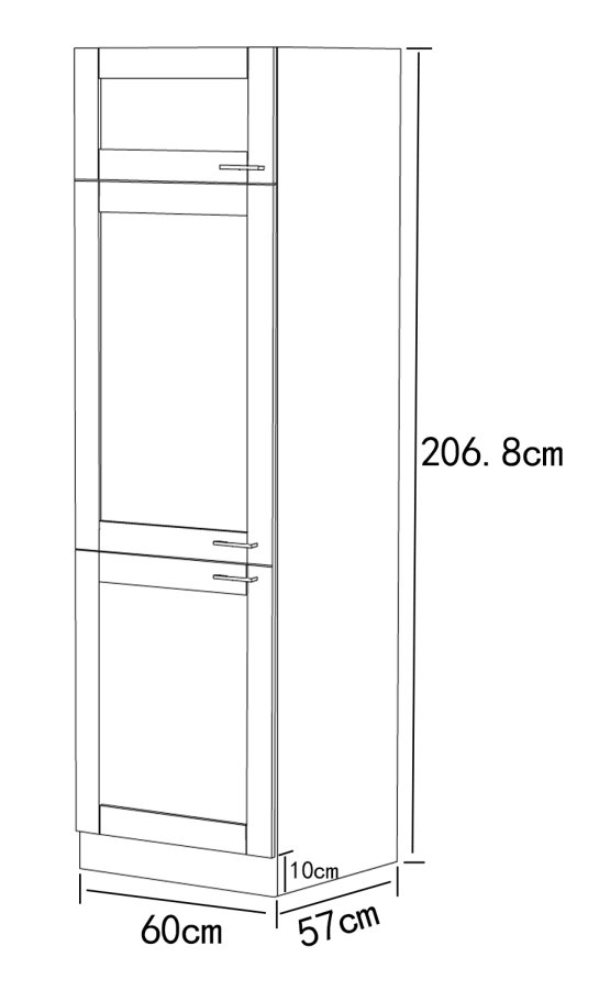 VCM NORDIC Colura kkken hjskab, m. 3 lger og 4 hylder - antracitgr/hvid tr (B:60)