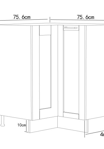 VCM NORDIC Colura kkken hjrneunderskab, m. 1 lge og 1 hylde - hvid tr (B:76)