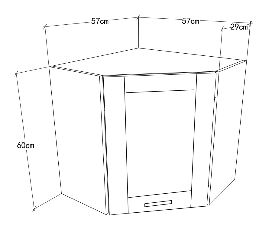 VCM NORDIC Colura kkken hjrnevgskab, m. 1 lge, 1 hylde - hvid tr (B:57)