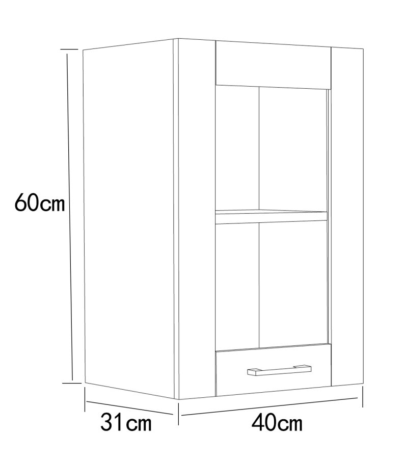 VCM NORDIC Colura kkken vgskab, m. 1 glaslge, 1 hylde - antracitgr/hvid tr (B:40)