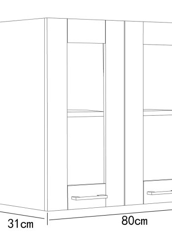 VCM NORDIC Colura kkken vgskab, m. 2 glaslger, 1 hylde - antracitgr/hvid tr (B:80)