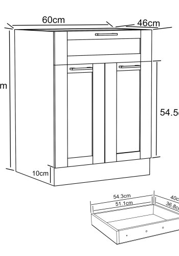 VCM NORDIC Colura kkkenunderskab, m. 2 lger, 1 skuffe, 1 hylde - hvid tr (B:60)