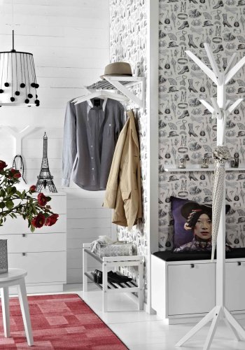 ROWICO Confetti bnk - hvidlakeret tr/sort stofhynde, m. 2 skuffer