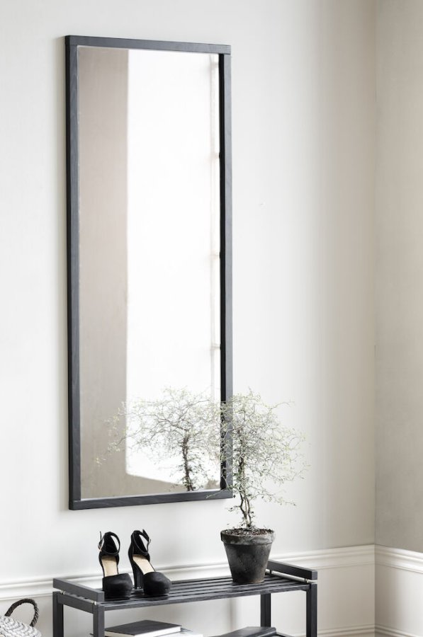 ROWICO Confetti vgspejl, rektangulr - spejlglas og sort eg (150x60)