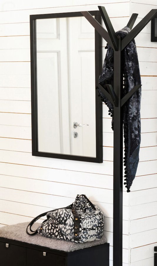 ROWICO Confetti vgspejl, rektangulr - spejlglas og sort eg (90x60)