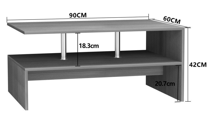VCM NORDIC Maliso L sofabord, m. 1 hylde - hvid tr (90x60)