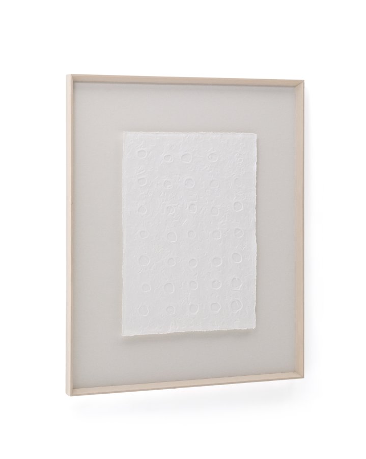 KAVE HOME Olvin abstrakt billede p hvidt genbrugspapir med hndlavede relieffer 103,6 x 123,6 cm
