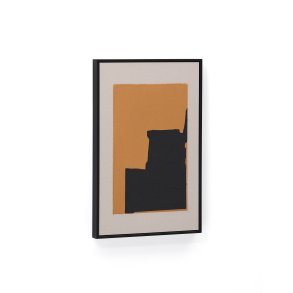 KAVE HOME Zernu hndmalet orange og sort i hr abstrakt billede 42 x 65 cm