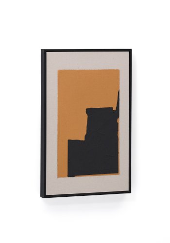 KAVE HOME Zernu hndmalet orange og sort i hr abstrakt billede 42 x 65 cm