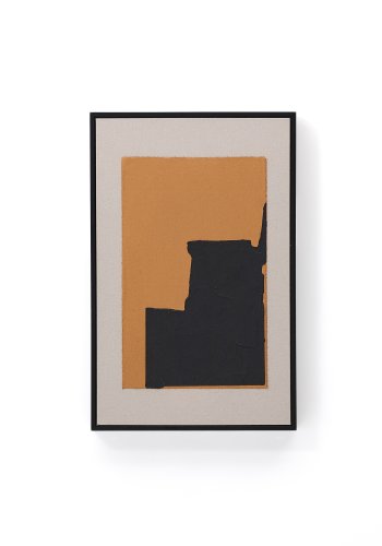 KAVE HOME Zernu hndmalet orange og sort i hr abstrakt billede 42 x 65 cm