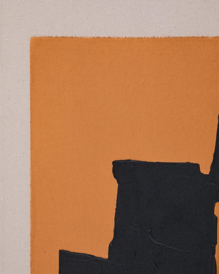 KAVE HOME Zernu hndmalet orange og sort i hr abstrakt billede 42 x 65 cm