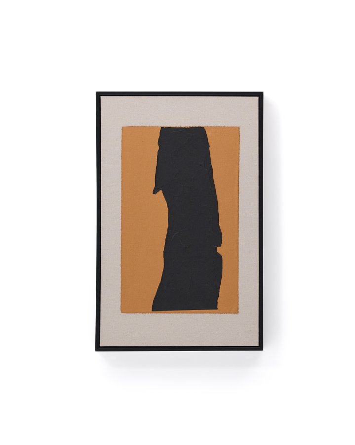 KAVE HOME Zernu hndmalet orange og sort med hr abstrakt billede 42 x 65 cm