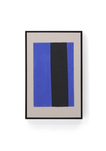KAVE HOME Zernu hndmalet bl og sort vertikal linje abstrakt billede 42 x 65cm