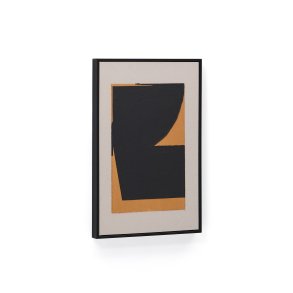 KAVE HOME Zernu hndmalet orange og sort hr abstrakt billede 42 x 65cm