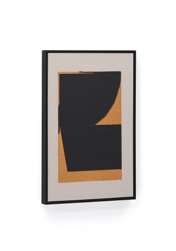 KAVE HOME Zernu hndmalet orange og sort hr abstrakt billede 42 x 65cm