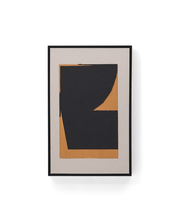 KAVE HOME Zernu hndmalet orange og sort hr abstrakt billede 42 x 65cm