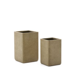 KAVE HOME St med 2 Minoa hje plantekasser med sennepsstenseffekt 44 x 44 cm