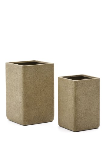 KAVE HOME St med 2 Minoa hje plantekasser med sennepsstenseffekt 44 x 44 cm