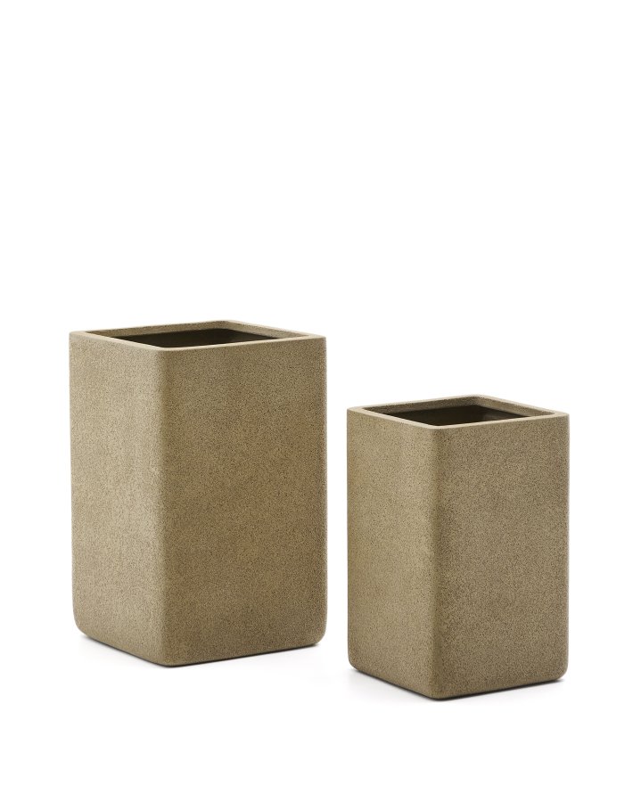 KAVE HOME St med 2 Minoa hje plantekasser med sennepsstenseffekt 44 x 44 cm