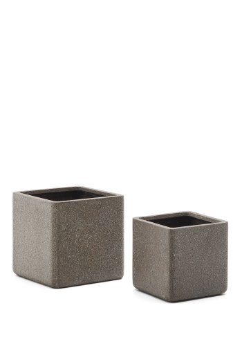 KAVE HOME St med 2 Minoa plantekasser med brun sten effekt 44 x 44 cm