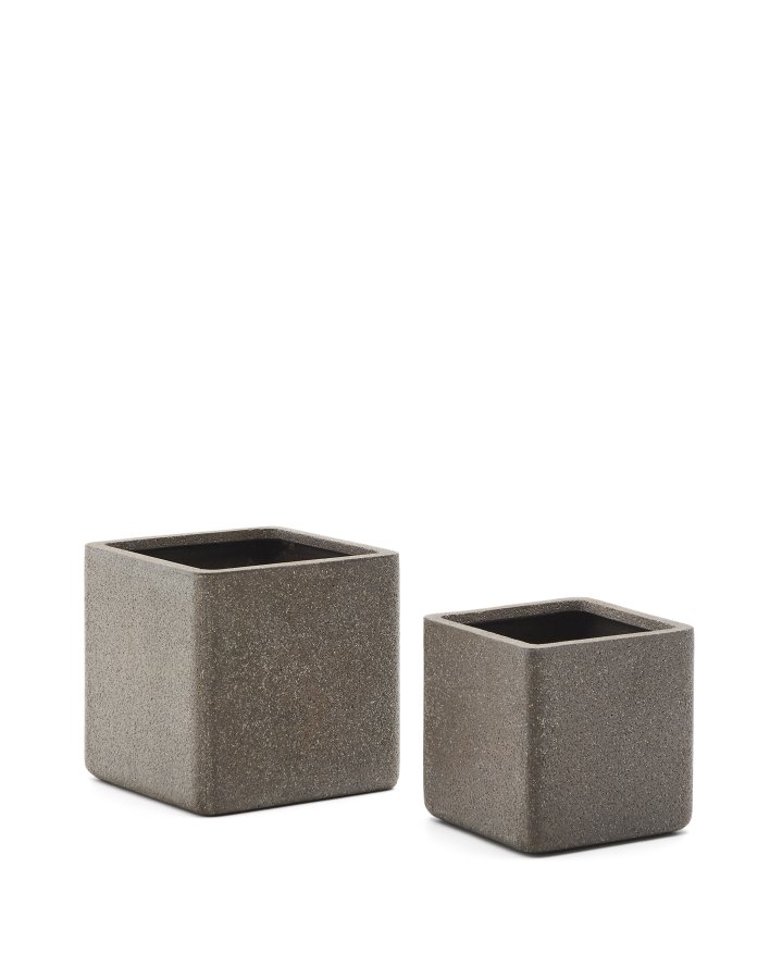 KAVE HOME St med 2 Minoa plantekasser med brun sten effekt 44 x 44 cm