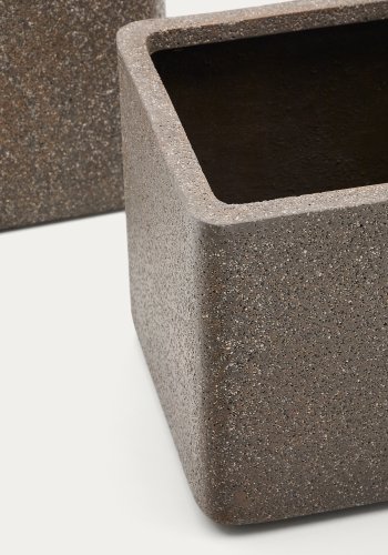 KAVE HOME St med 2 Minoa plantekasser med brun sten effekt 44 x 44 cm