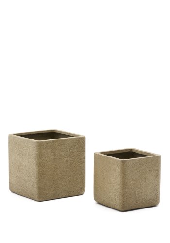KAVE HOME St med 2 Minoa plantekasser med sennepsstenseffekt 44 x 44 cm