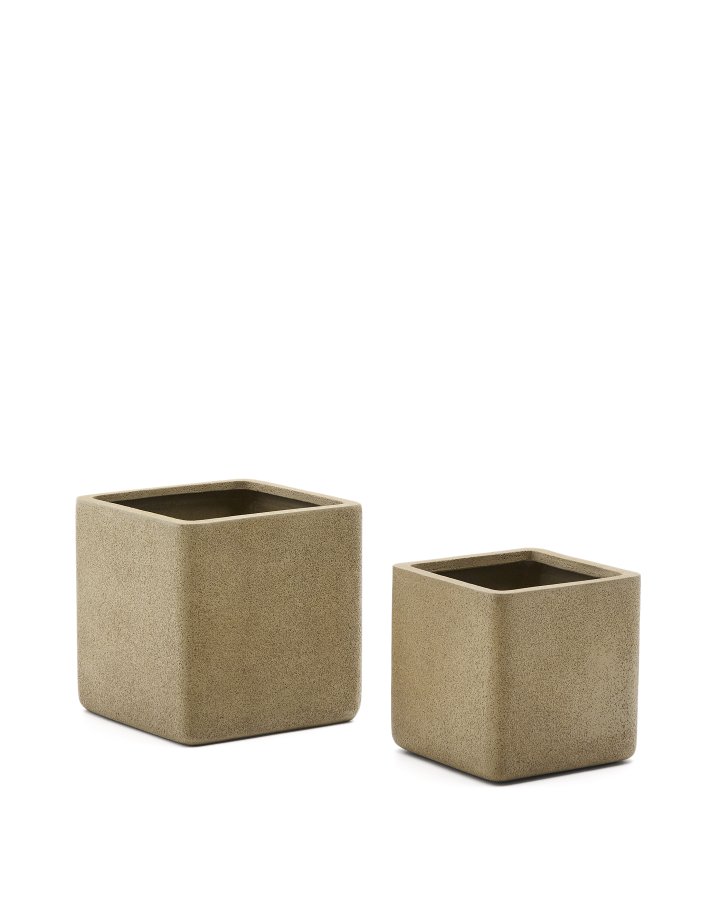 KAVE HOME St med 2 Minoa plantekasser med sennepsstenseffekt 44 x 44 cm