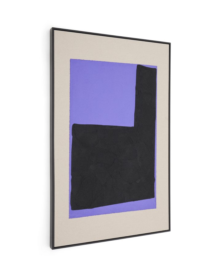 KAVE HOME Zernu hndmalet bl og sort linned abstrakt billede 120 x 77 cm