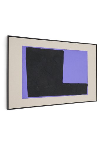 KAVE HOME Zernu hndmalet bl og sort linned abstrakt billede 120 x 77 cm