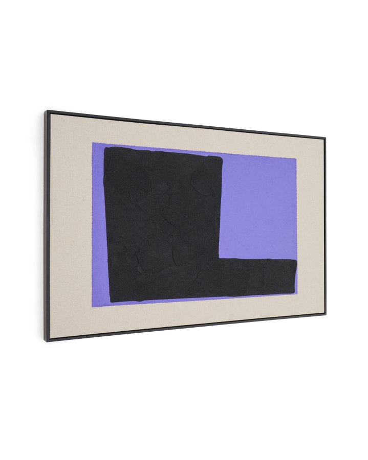 KAVE HOME Zernu hndmalet bl og sort linned abstrakt billede 120 x 77 cm