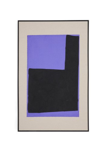 KAVE HOME Zernu hndmalet bl og sort linned abstrakt billede 120 x 77 cm