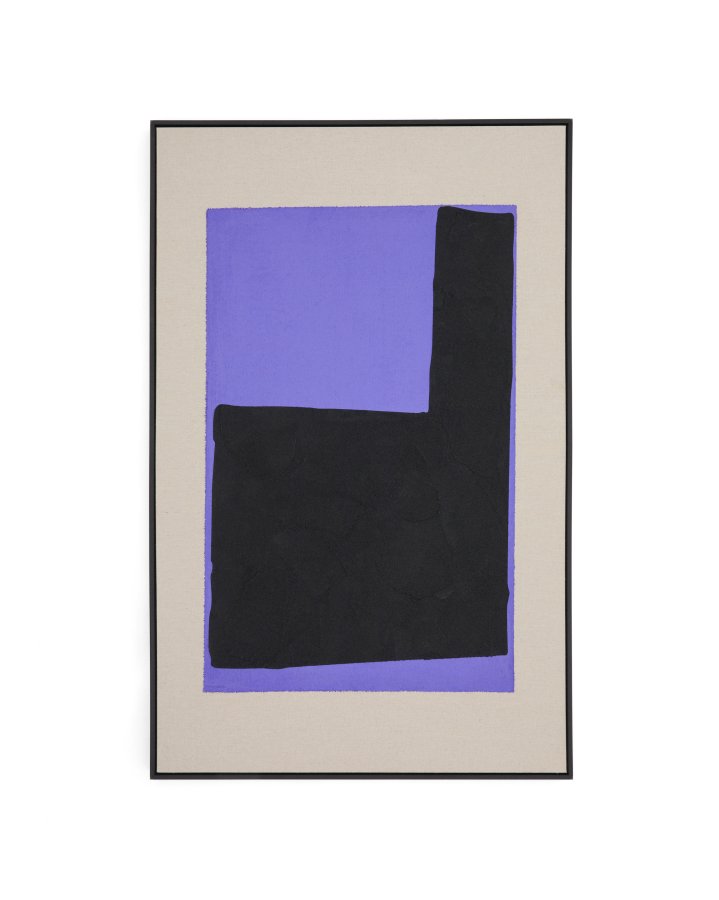 KAVE HOME Zernu hndmalet bl og sort linned abstrakt billede 120 x 77 cm