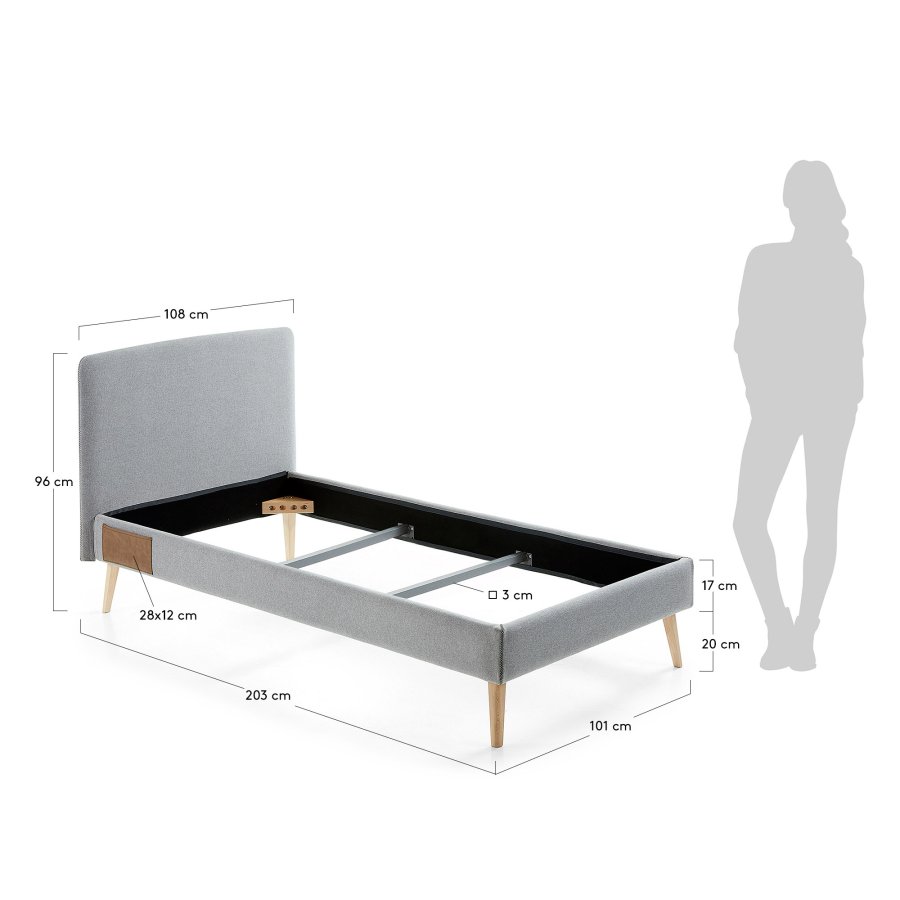 KAVE HOME Dyla sengebetrk - gr stof (til en 90x190cm sengeramme)