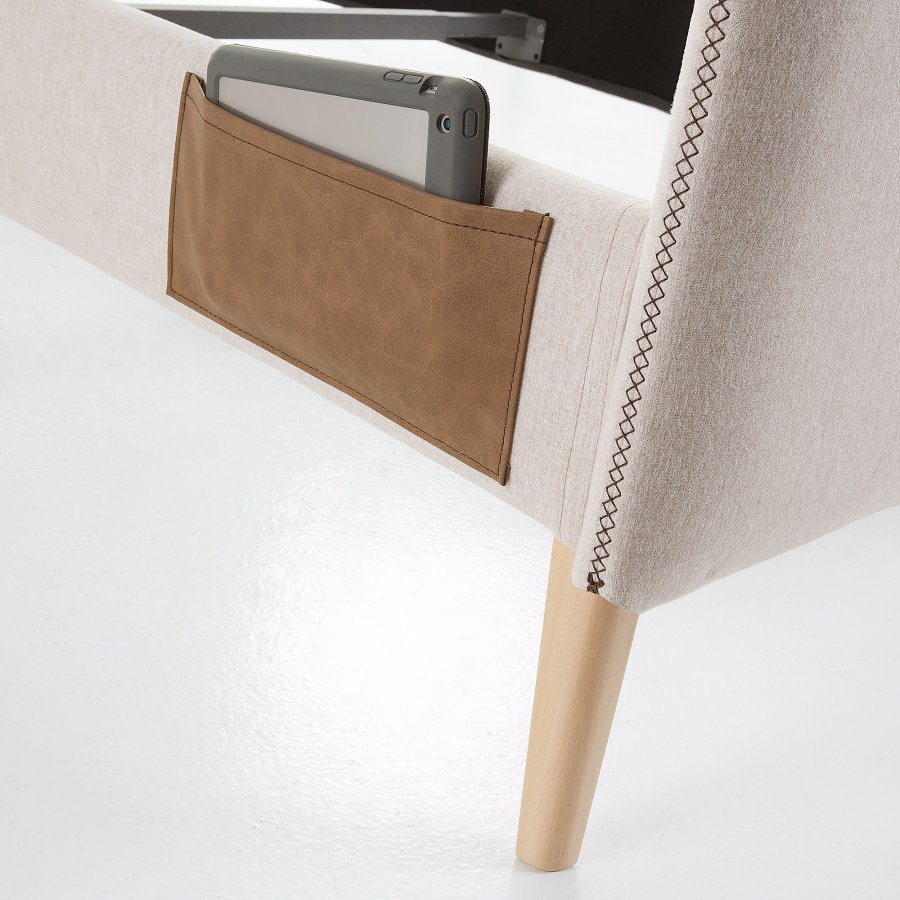 KAVE HOME Dyla sengebetrk - beige stof (til en 160x200cm sengeramme)