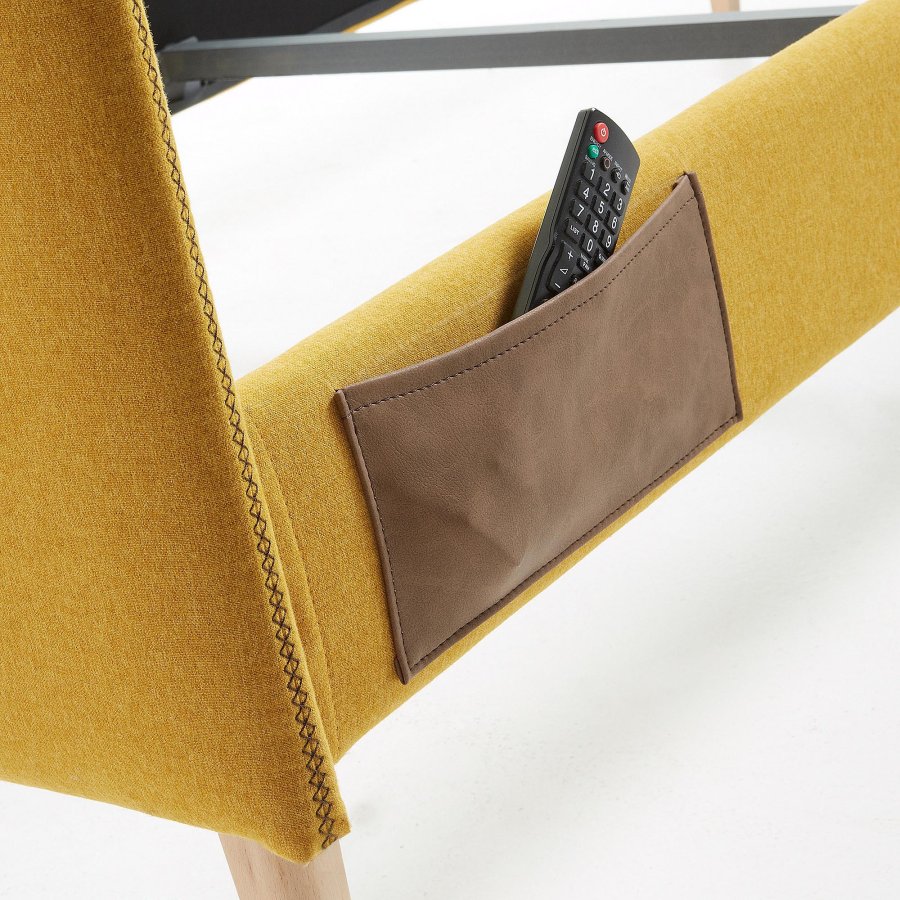 KAVE HOME Dyla sengebetrk - sennepsgul stof (til en 160x200cm sengeramme)