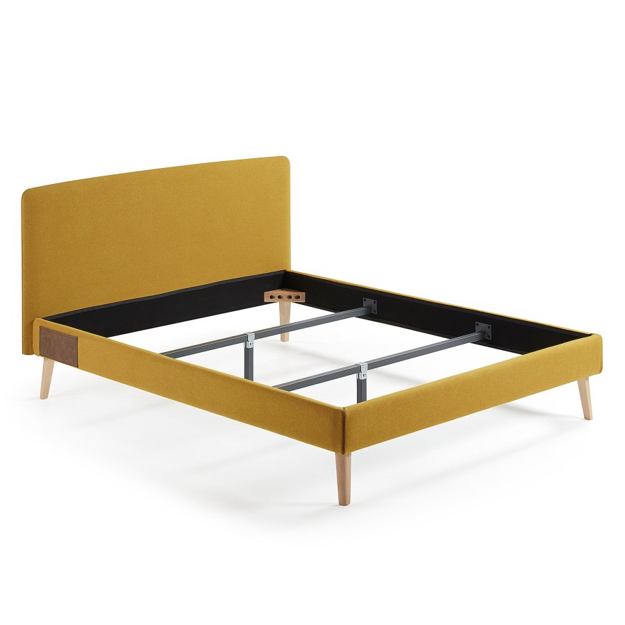 KAVE HOME Dyla sengebetrk - sennepsgul stof (til en 160x200cm sengeramme)