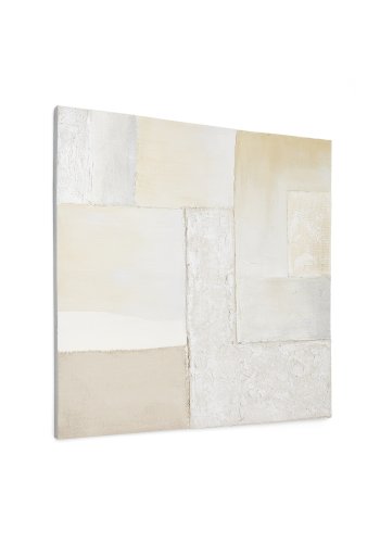 KAVE HOME Pineda abstrakt lrred i hvid, 95 x 95 cm