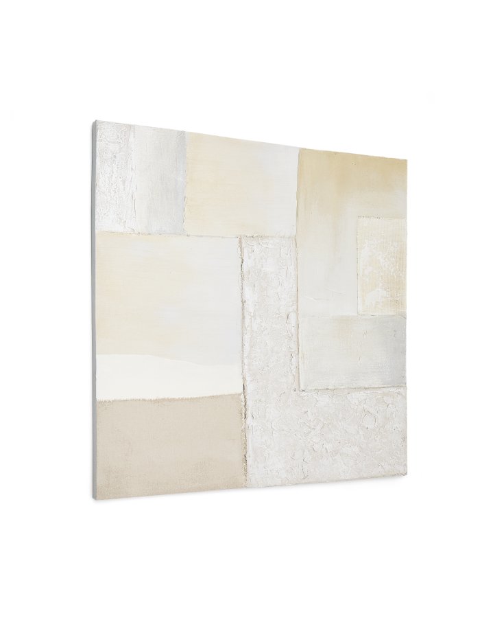 KAVE HOME Pineda abstrakt lrred i hvid, 95 x 95 cm