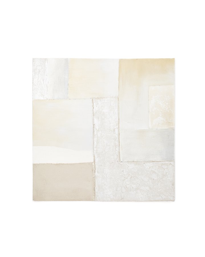 KAVE HOME Pineda abstrakt lrred i hvid, 95 x 95 cm