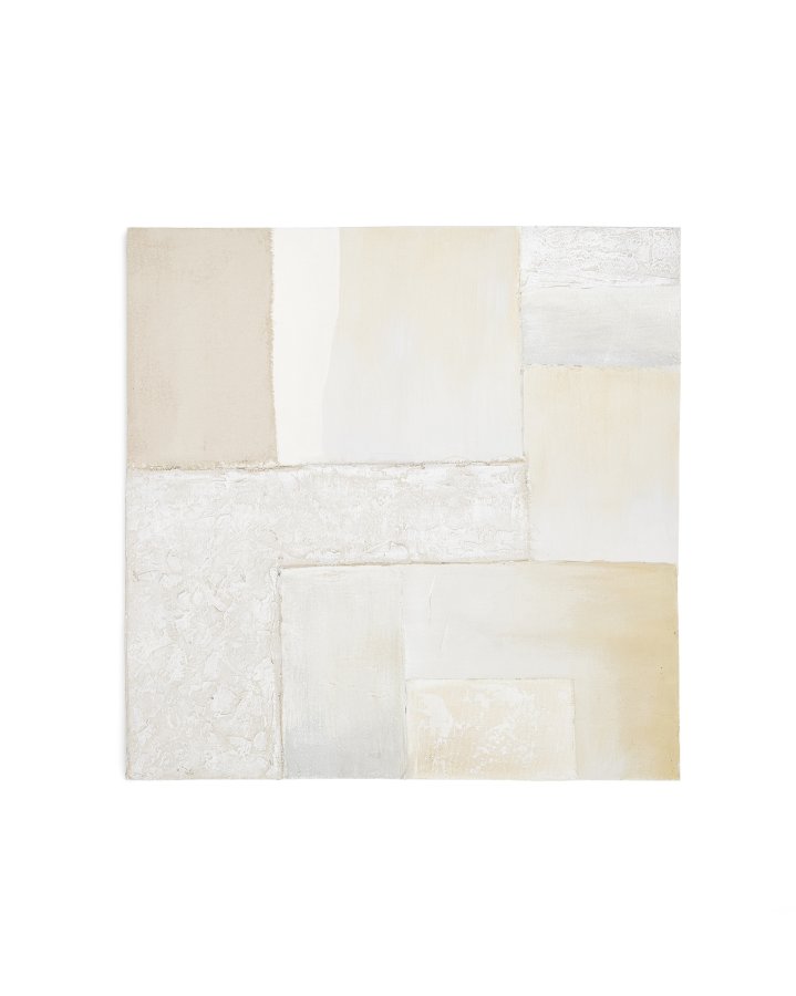 KAVE HOME Pineda abstrakt lrred i hvid, 95 x 95 cm